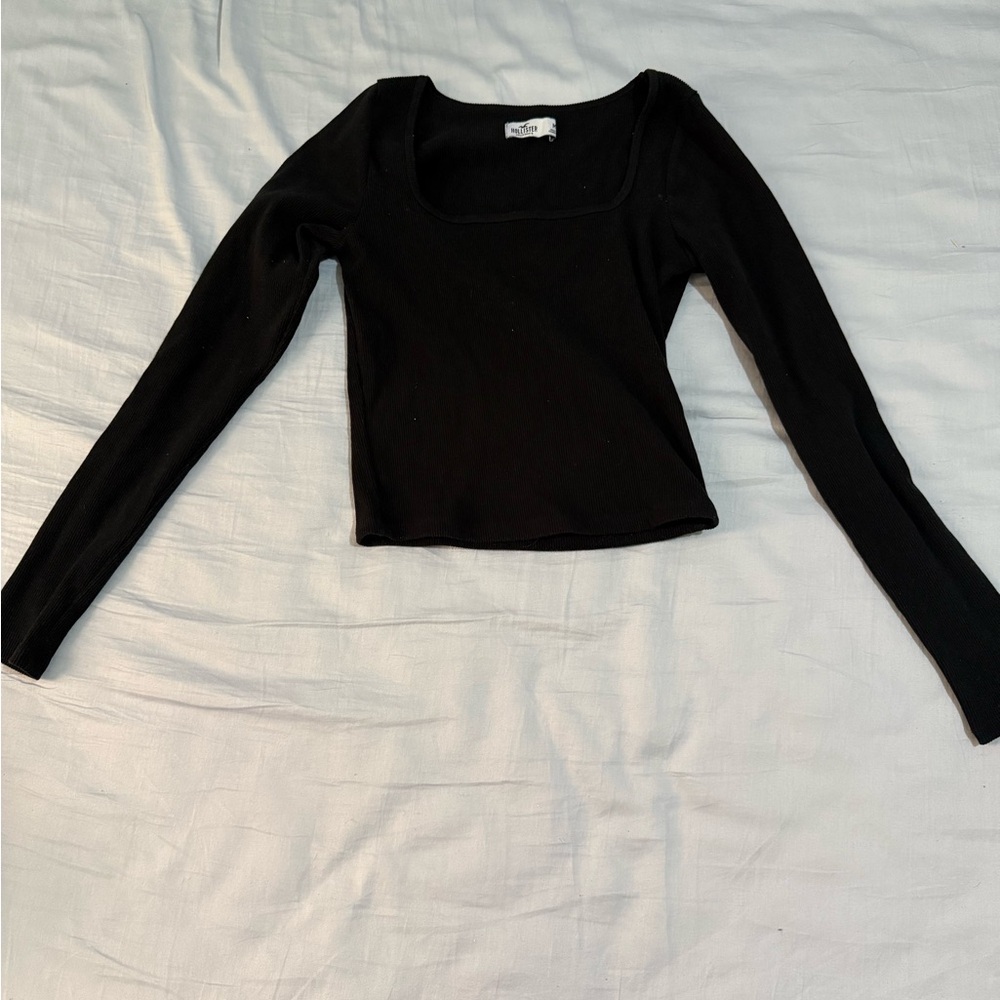 Hollister Black Square Neck Long Sleeve Blouse